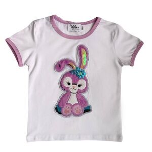 White T-Shirt with Purple Bunny Design